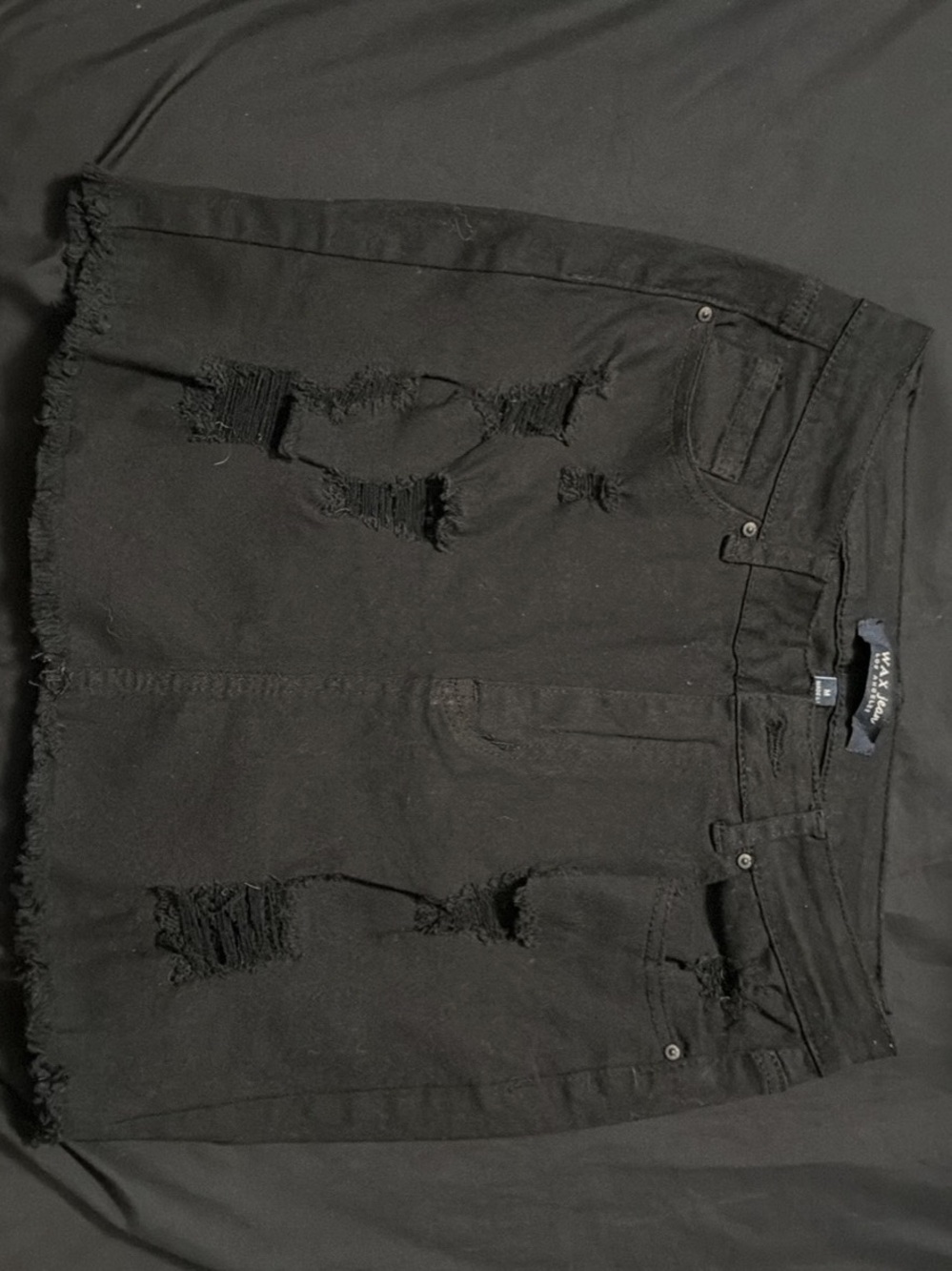 Wax Jean Black Distressed Mini Skirt